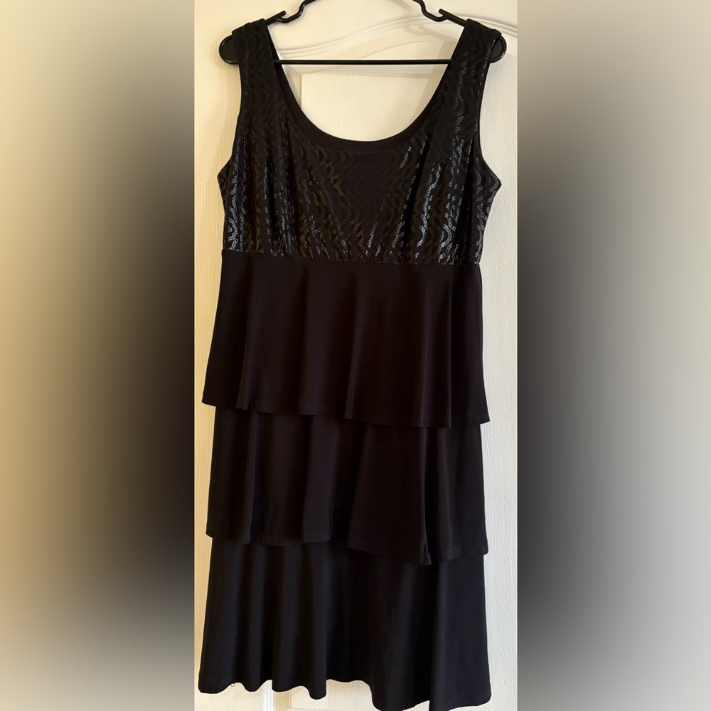 Tiana B. Black Tiered Midi Dress